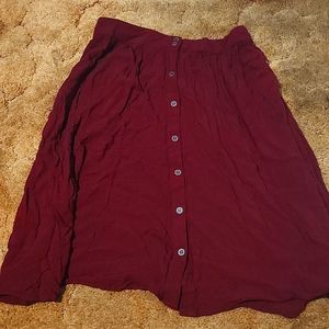 Burgundy midi length skirt